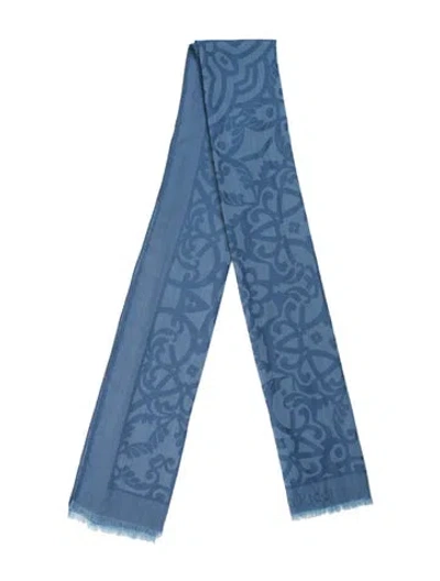 Pre-owned Stefano Ricci Cashmere Graphic Print Scarf In Blue