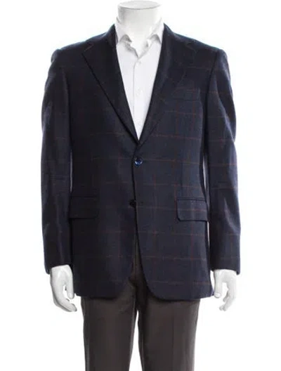 Pre-owned Stefano Ricci Cashmere Plaid Print Blazer In Blue