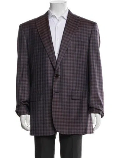 Pre-owned Stefano Ricci Cashmere Plaid Print Blazer In Purple