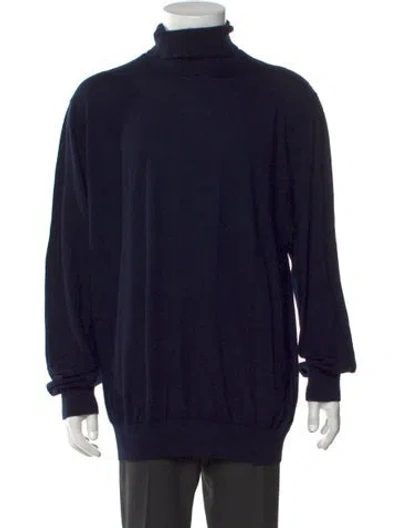 Pre-owned Stefano Ricci Cashmere Turtleneck Pullover In Blue