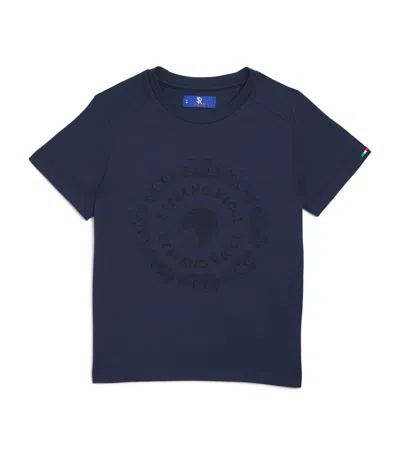 Stefano Ricci Kids' Cotton-blend Embroidered Logo T-shirt In Navy