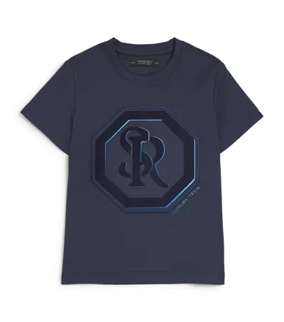 Stefano Ricci Kids' Cotton Logo T-shirt In Navy