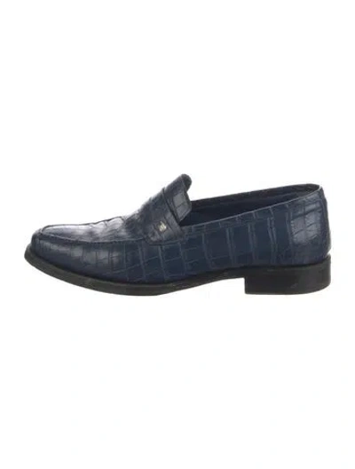 Pre-owned Stefano Ricci Crocodile Animal Print Loafers In Blue