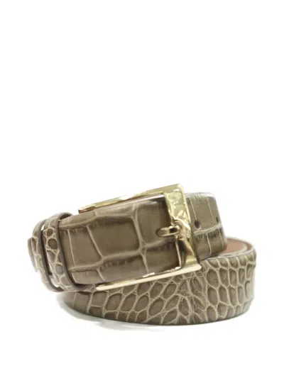 Stefano Ricci Crocodile-effect Leather Belt In Green