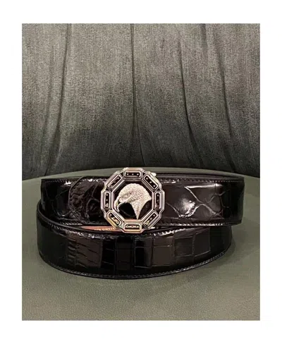Stefano Ricci Embossed Buckle Belt In Black