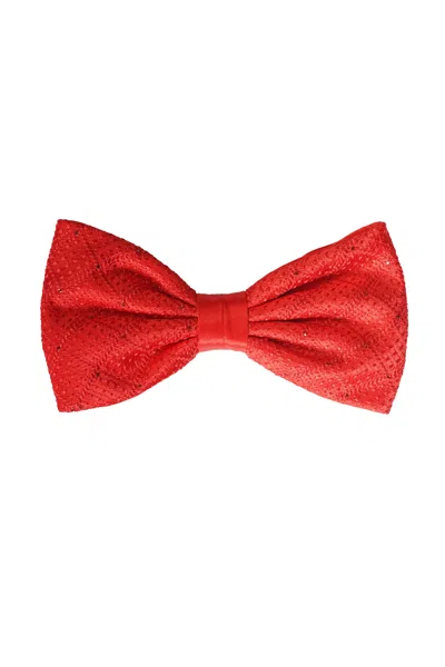 Stefano Ricci Embroidered Silk Bow Tie W/ Swarovski Crystals In Red
