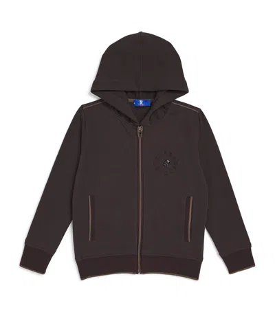 Stefano Ricci Kids' Embroidered Zip-up Hoodie In Brown