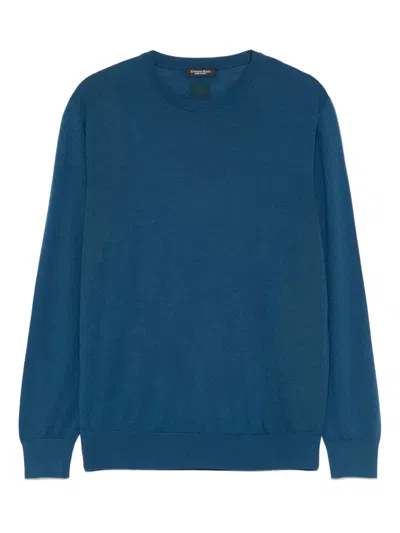 Stefano Ricci Fine-knit Wool-silk Sweater In Blue