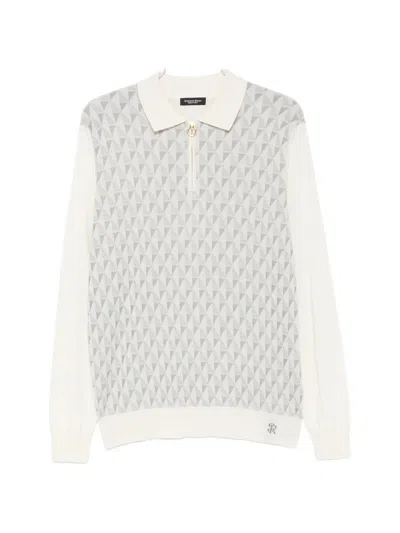 Stefano Ricci Geometric-pattern Long-sleeve Polo Shirt In Neutral