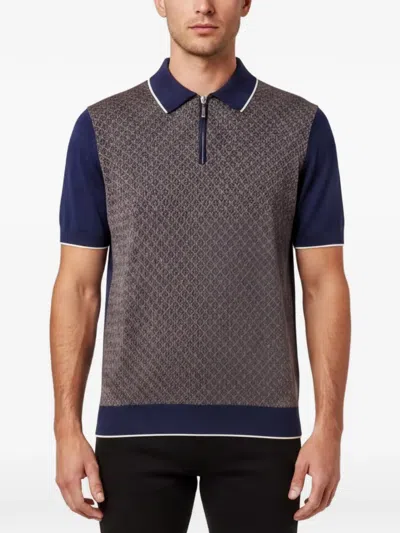 Pre-owned Stefano Ricci Geometric-pattern Quarter-zip Polo Shirt In Blue