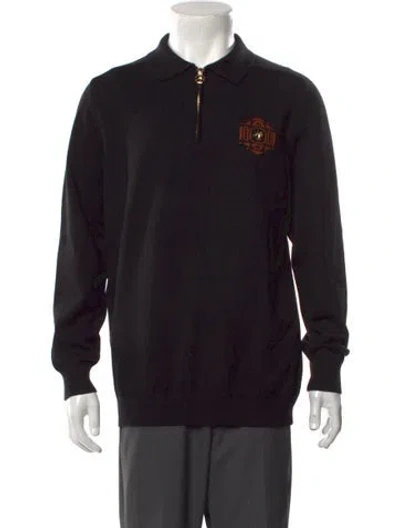 Pre-owned Stefano Ricci Graphic Print Collar Polo Sweater In Black