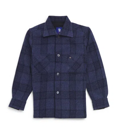 Stefano Ricci Kids Wool-cashmere Check Shirt (4-16 Years) In Blue