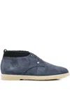 Stefano Ricci Lace-up Fur-lined Desert Boots In Blue