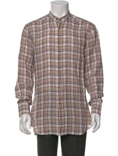 Pre-owned Stefano Ricci Linen Plaid Print Shirt In Multicolor