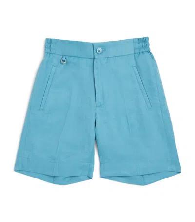 Stefano Ricci Kids' Linen-silk Bermuda Shorts In Blue