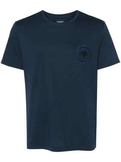 Stefano Ricci Logo-embroidered T-shirt In Blue