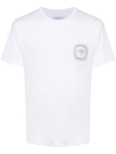 Stefano Ricci Logo-embroidered T-shirt In White