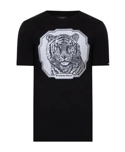Stefano Ricci Logo Embroidery Detail Short-sleeved T-shirt In Black