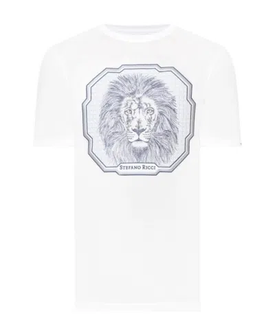 Stefano Ricci Logo Embroidery Detail Short-sleeved T-shirt In White