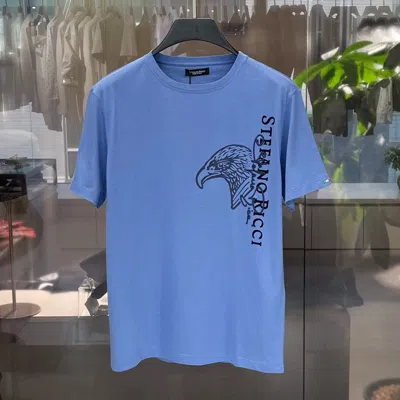 Stefano Ricci Logo Pattern T-shirt In Blue
