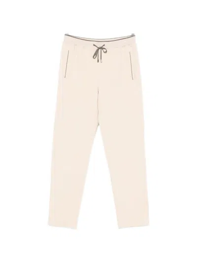 Stefano Ricci Logo-embroidered Drawstring Track Pants In Neutral
