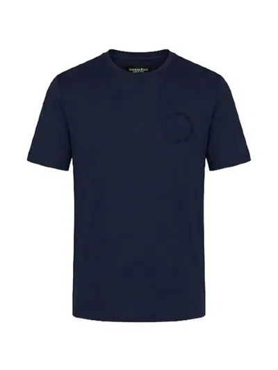 Stefano Ricci Logo-embroidered T-shirt In Blue