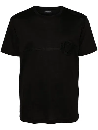Stefano Ricci Logo-embroidered Virgin Wool T-shirt In Black
