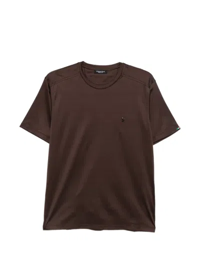 Stefano Ricci Logo-plaque Crew-neck T-shirt In Brown