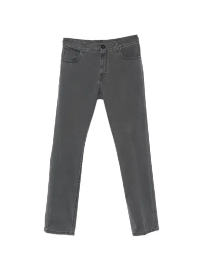 Stefano Ricci Logo-plaque Straight-leg Trousers In Gray