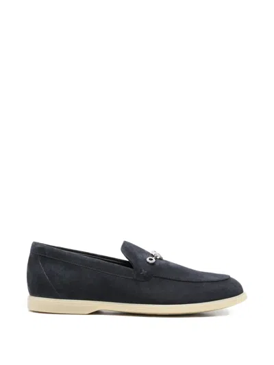 Stefano Ricci Logo-plaque Suede Loafers In Black