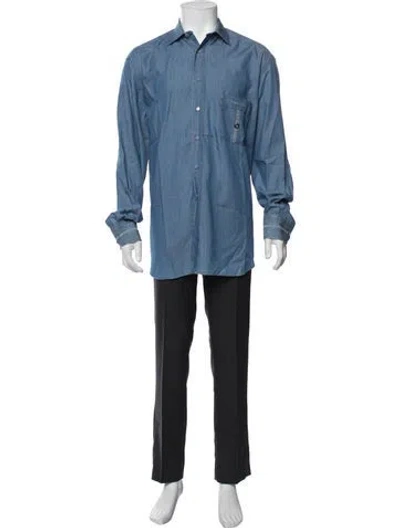Pre-owned Stefano Ricci Long Sleeve Denim Shirt In Blue
