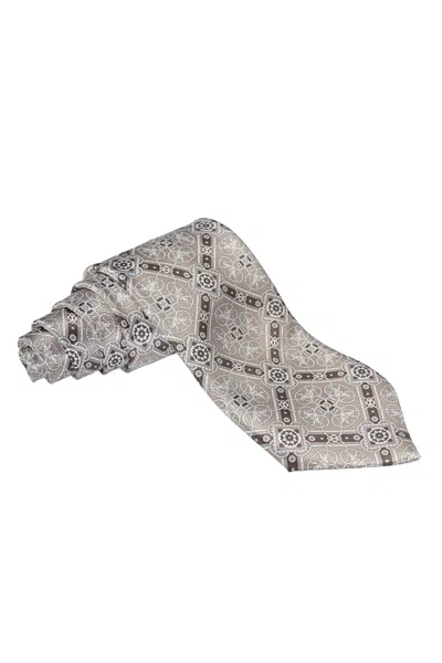 Stefano Ricci Medallion Tile Silk Tie In Brown