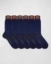 Stefano Ricci Men's 6-pack Cotton Socks In Blue Stripes
