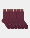Stefano Ricci Men's 6-pack Solid Cotton Socks In Burgundy