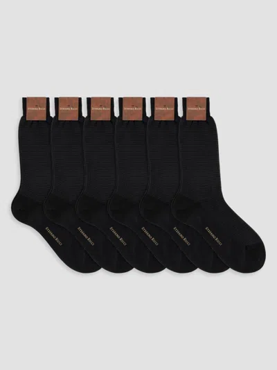 Stefano Ricci Men's 6-pack Cotton Socks In Black