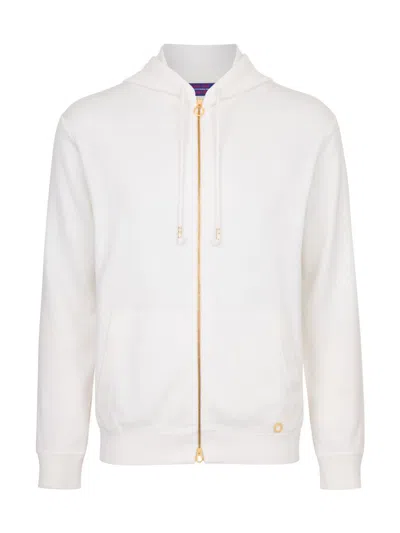 Stefano Ricci Men's Alpha Yarn Cashmere Jogging Blouson Sweater In White