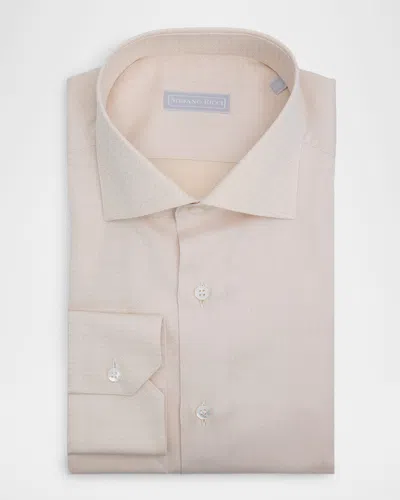 Stefano Ricci Men & Apos;s Cotton Tonal Geometric Jacquard Dress Shirt In Neutral