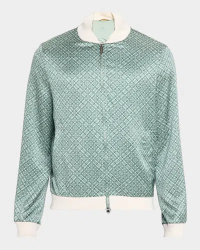 Stefano Ricci Men & Apos;s Geometric Silk Bomber Jacket In Green
