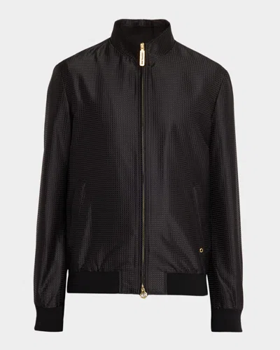 Stefano Ricci Men & Apos;s Geometric Silk Jacquard Blouson In Black