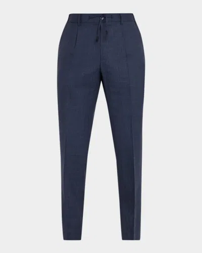 Stefano Ricci Men & Apos;s Linen-blend Drawstring Trousers In Blue
