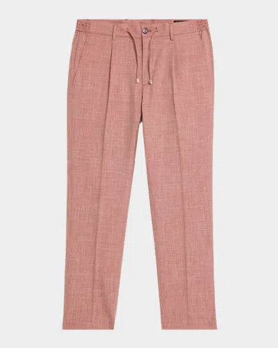 Stefano Ricci Men & Apos;s Linen-blend Drawstring Trousers In Pink