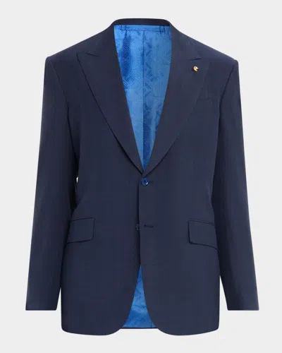 Stefano Ricci Men & Apos;s Sharkskin Peak-lapel Sport Coat In Blue