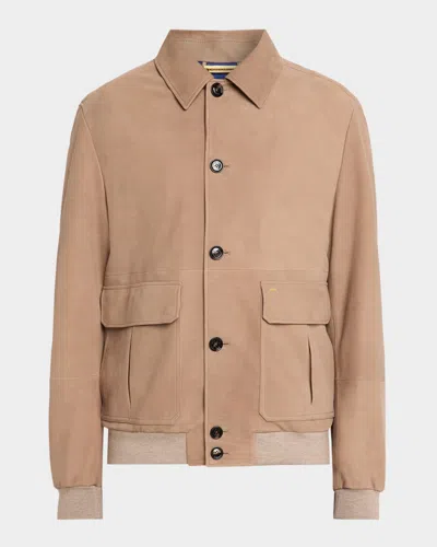 Stefano Ricci Men & Apos;s Suede Button-front Shirt Jacket In Pink