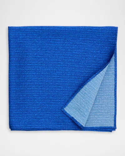 Stefano Ricci Men & Apos;s Tonal Line Silk Pocket Square In Blue