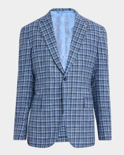 Stefano Ricci Men & Apos;s Wool, Silk And Cotton Check Sport Coat In Blue