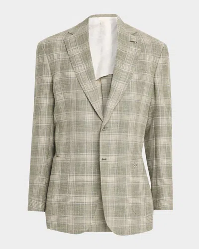 Stefano Ricci Men & Apos;s Wool, Silk And Cotton Glen Plaid Sport Coat In Green