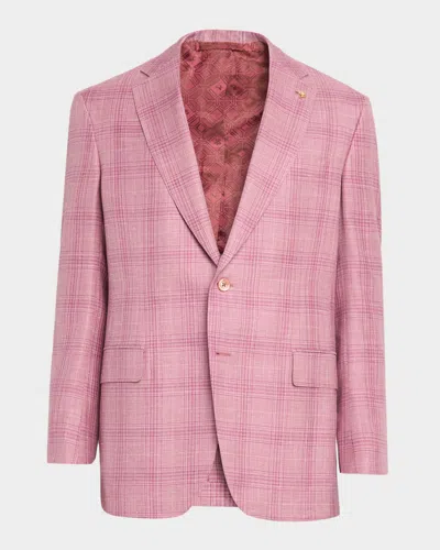 Stefano Ricci Men & Apos;s Wool, Silk And Linen Tonal Plaid Sport Coat In Pink
