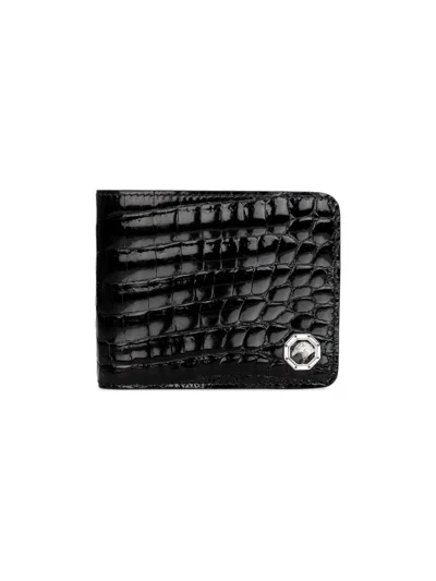 Stefano Ricci Men's Bifold Croc Gloss Wallet In Black