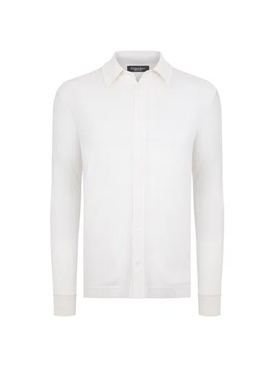 Stefano Ricci Men's Button Down Knit Shirt In White