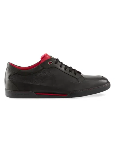 Stefano Ricci Men's Calfskin And Crocodile Leather Sneakers In Black